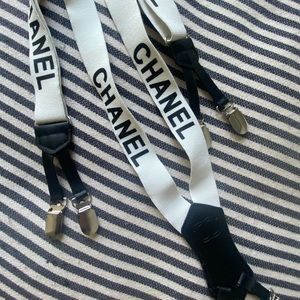 Fun white logo suspenders (not authentic).